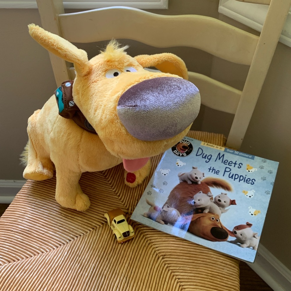 Disney Pixar Dug Plush, Hot Wheel Car and Book Bundle - Dug Days & Up